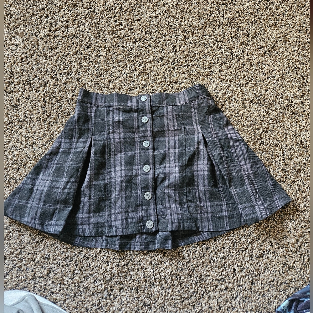 Plaid Button-Up Skirt